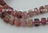 CRB459 15.5 inche 5*8mm tyre matte strawberry quartz gemstone beads