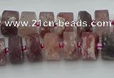 CRB461 15.5 inche 8*12mm tyre matte strawberry quartz gemstone beads