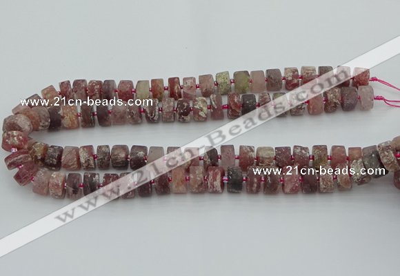 CRB461 15.5 inche 8*12mm tyre matte strawberry quartz gemstone beads