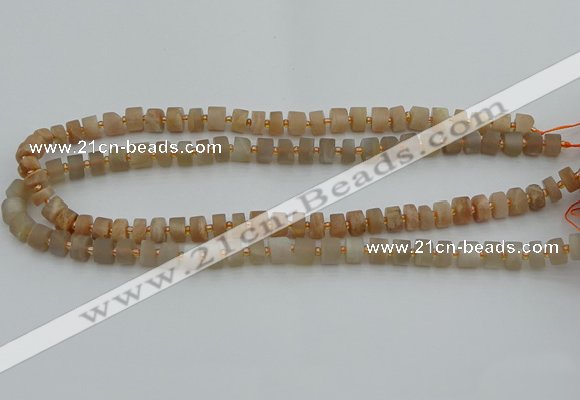 CRB462 15.5 inche 5*8mm tyre matte moonstone gemstone beads