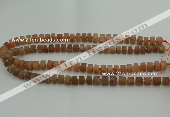 CRB463 15.5 inche 6*10mm tyre matte moonstone gemstone beads