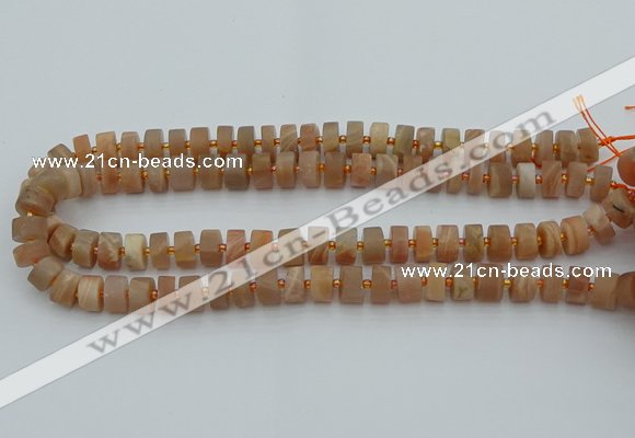 CRB464 15.5 inche 8*12mm tyre matte moonstone gemstone beads