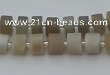 CRB467 15.5 inche 8*12mm tyre matte grey moonstone gemstone beads