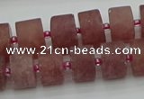 CRB480 15.5 inches 8*14mm tyre strawberry quartz beads wholesale