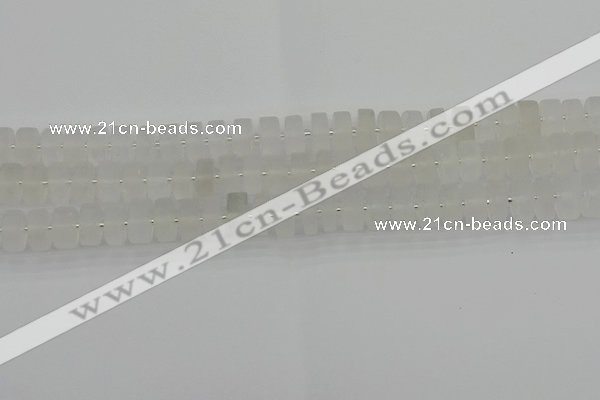 CRB500 15.5 inches 6*10mm tyre matte white crystal beads wholesale