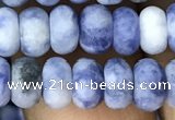 CRB5007 15.5 inches 4*6mm rondelle matte blue spot stone beads