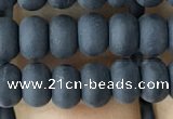 CRB5016 15.5 inches 4*6mm rondelle matte black agate beads wholesale