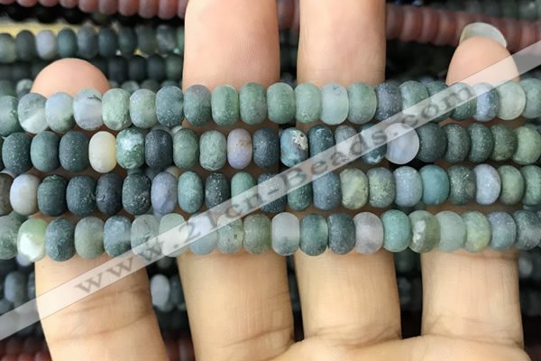 CRB5018 15.5 inches 4*6mm rondelle matte moss agate beads wholesale