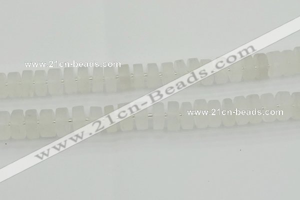 CRB503 15.5 inches 8*16mm tyre matte white crystal beads wholesale