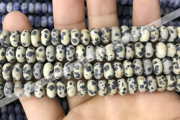 CRB5059 15.5 inches 5*8mm rondelle matte dalmatian jasper beads