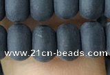 CRB5066 15.5 inches 5*8mm rondelle matte black agate beads wholesale