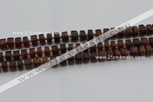 CRB507 15.5 inches 6*12mm tyre orange garnet beads wholesale