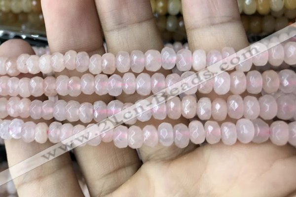 CRB5101 15.5 inches 4*6mm faceted rondelle rose quartz beads