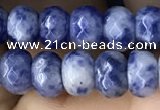 CRB5107 15.5 inches 4*6mm faceted rondelle blue spot stone beads