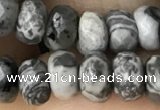 CRB5111 15.5 inches 4*6mm faceted rondelle grey picture jasper beads