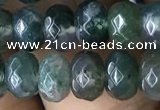 CRB5115 15.5 inches 4*6mm faceted rondelle moss agate beads