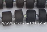 CRB514 15.5 inches 6*12mm tyre matte ice black obsidian beads