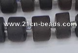 CRB515 15.5 inches 7*14mm tyre matte ice black obsidian beads