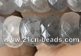 CRB5152 15.5 inches 5*8mm faceted rondelle cloudy quartz beads