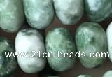 CRB5157 15.5 inches 5*8mm faceted rondelle green spot stone beads