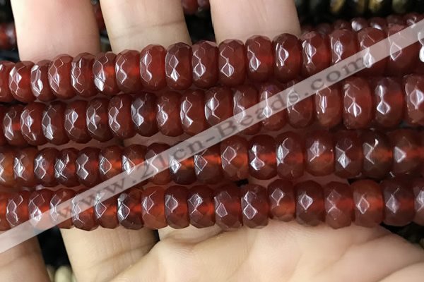 CRB5162 15.5 inches 5*8mm faceted rondelle red agate beads