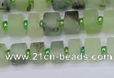 CRB524 15.5 inches 5*8mm tyre matte green rutilated quartz beads