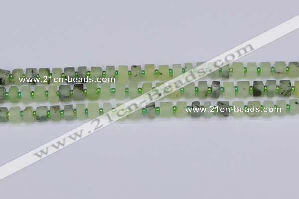 CRB524 15.5 inches 5*8mm tyre matte green rutilated quartz beads