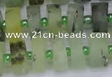 CRB527 15.5 inches 7*14mm tyre matte green rutilated quartz beads