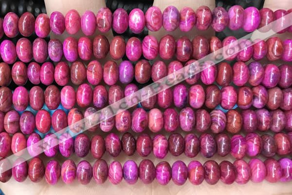 CRB5303 15.5 inches 4*6mm rondelle fuchsia crazy lace agate beads