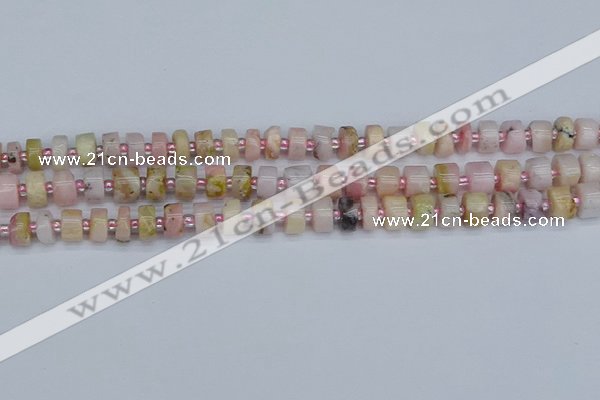 CRB542 15.5 inches 5*8mm tyre natural pink opal gemstone beads