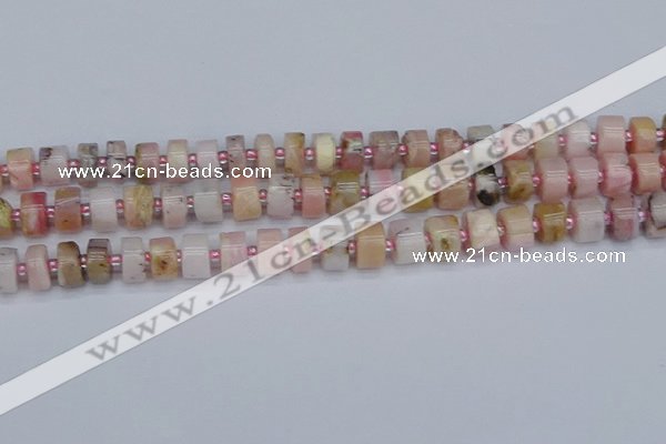 CRB543 15.5 inches 6*10mm tyre natural pink opal gemstone beads