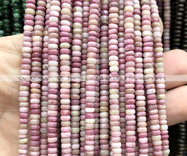 CRB5446 15 inches 2.5*4mm rondelle pink wooden jasper beads