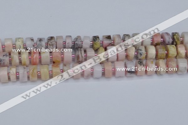 CRB545 15.5 inches 7*14mm tyre natural pink opal gemstone beads