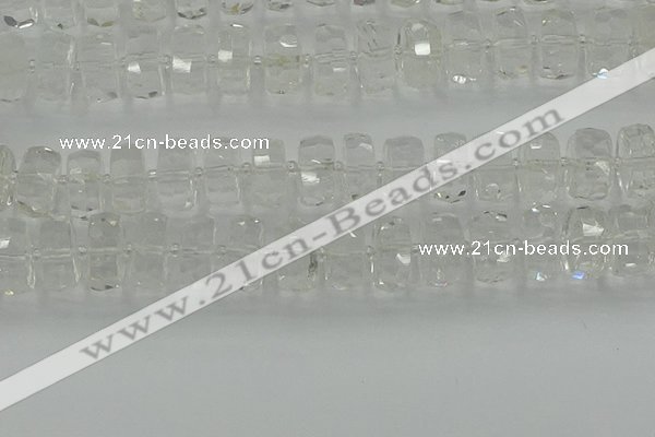 CRB553 15.5 inches 8*18mm faceted rondelle white crystal beads