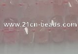 CRB559 15.5 inches 8*14mm faceted rondelle rose quartz beads