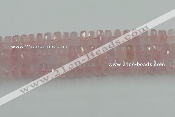 CRB559 15.5 inches 8*14mm faceted rondelle rose quartz beads