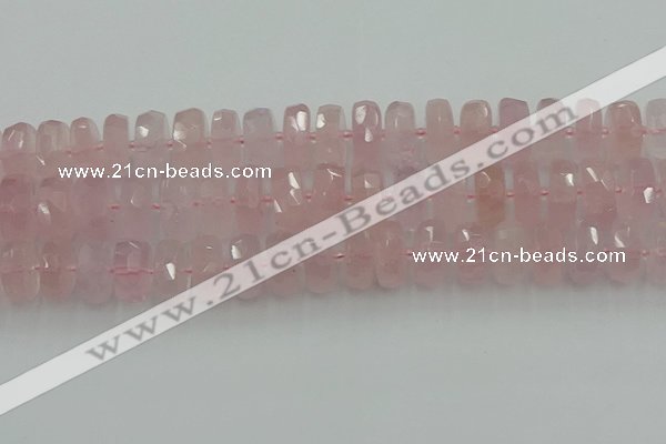 CRB560 15.5 inches 8*16mm faceted rondelle rose quartz beads