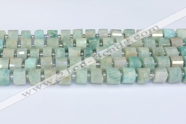 CRB5608 15.5 inches 7mm - 8mm faceted tyre amazonite beads