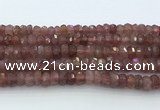 CRB5623 15.5 inches 6*10mm faceted rondelle strawberry quartz beads