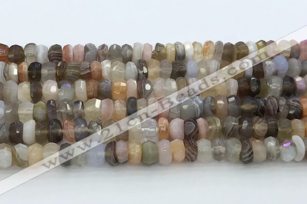 CRB5626 15.5 inches 3*6mm - 4*7mm faceted rondelle Botswana agate beads