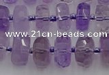 CRB566 15.5 inches 7*12mm faceted rondelle amethyst beads