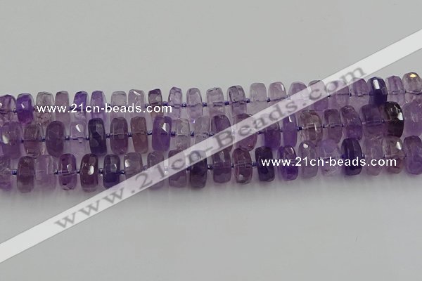 CRB567 15.5 inches 8*14mm faceted rondelle amethyst beads