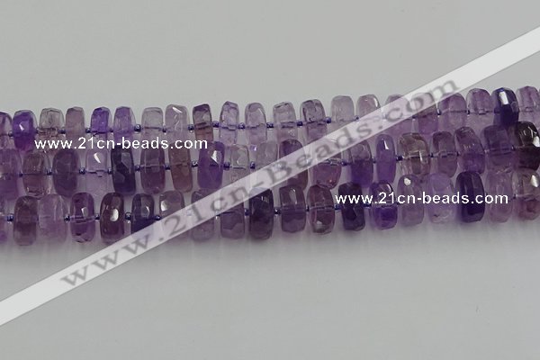 CRB568 15.5 inches 8*16mm faceted rondelle amethyst beads