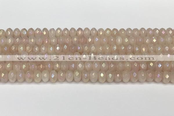 CRB5701 15 inches 5*8mm faceted rondelle AB-color rose quartz beads