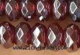 CRB5709 15 inches 5*8mm faceted rondelle AB-color red agate beads