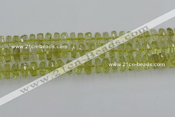 CRB574 15.5 inches 7*12mm faceted rondelle lemon quartz beads
