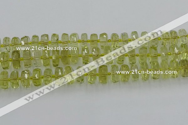 CRB575 15.5 inches 8*14mm faceted rondelle lemon quartz beads