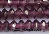 CRB5759 15 inches 2*3mm faceted red garnet beads