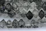 CRB5764 15 inches 2*3mm faceted black rutilated quartz beads