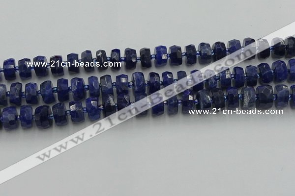 CRB581 15.5 inches 6*10mm faceted rondelle sodalite beads